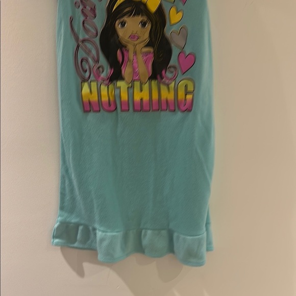 Blue and Yellow Ruffled Pajama Robe with Crew Neck - Picture 5 of 5